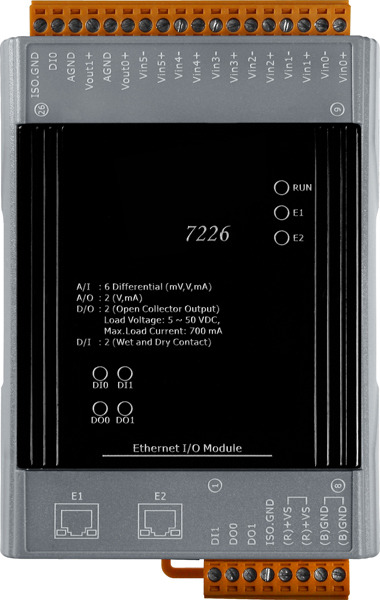 AEIO-7226: 6AI/2AO/2DI/2DO Module, MBTCP