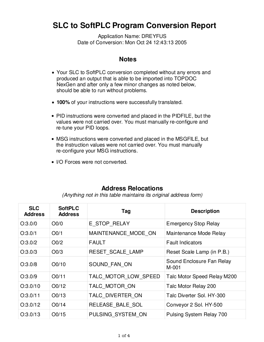 SLC/Micrologix to SoftPLC Program Conversions