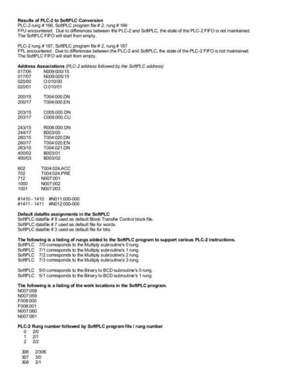 PLC-2 to SoftPLC Program Conversions